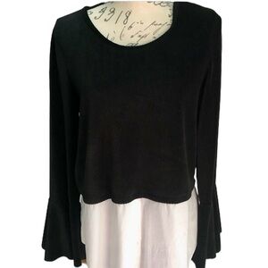 Anthropology Layered Black and White Top Size M